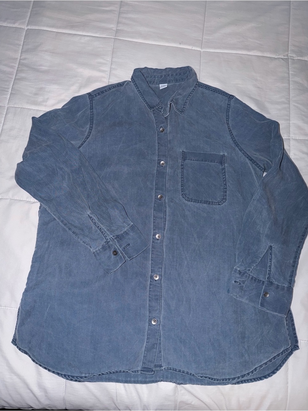 Men's Washed Blue Soft Button-Down Shirt - Large